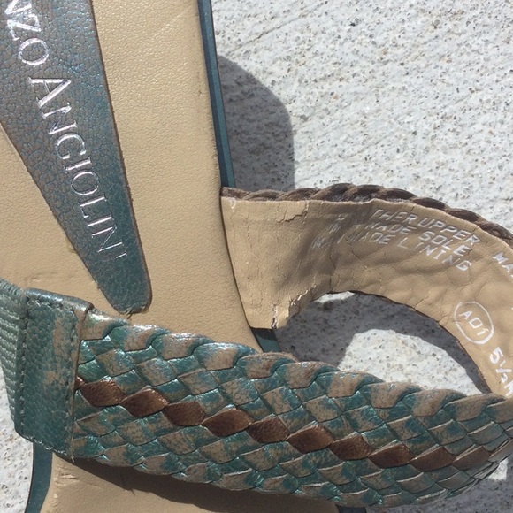 Sexy Enzo Angiolini Sandals Square Toe - Metalic Blue - Picture 3 of 5